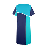 tri colored dress Women's Button Front House Dress - Objet D'Art