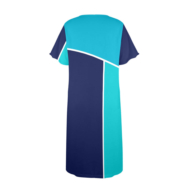 tri colored dress Women's Button Front House Dress - Objet D'Art