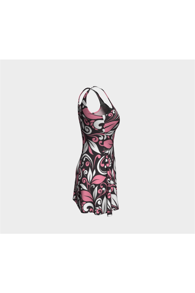 Pink and White Floral Flare Dress - Objet D'Art