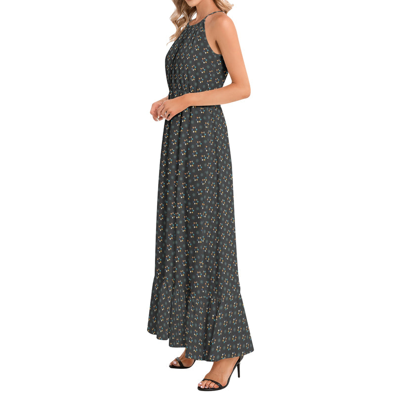Ruffle Hem Halter Neck Maxi Dress - Objet D'Art
