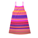 bright sunrise sunset colors print Drawstring Neck Sleeveless Dress (Model D68) - Objet D'Art