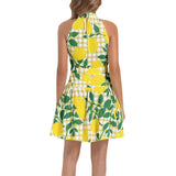 Citrus Chic Ruffle Hem Belted Halter Dress - Objet D'Art