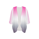 ombre fuchsia to grape Women's Kimono Chiffon Cover Up (Model H51) - Objet D'Art