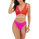 fuchsia anal2 print Cross String Bikini Set (Model S29) - Objet D'Art
