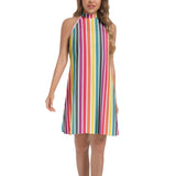 Tie Back Halter Neck Flared Dress - Objet D'Art