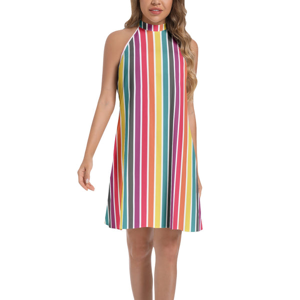 Tie Back Halter Neck Flared Dress - Objet D'Art