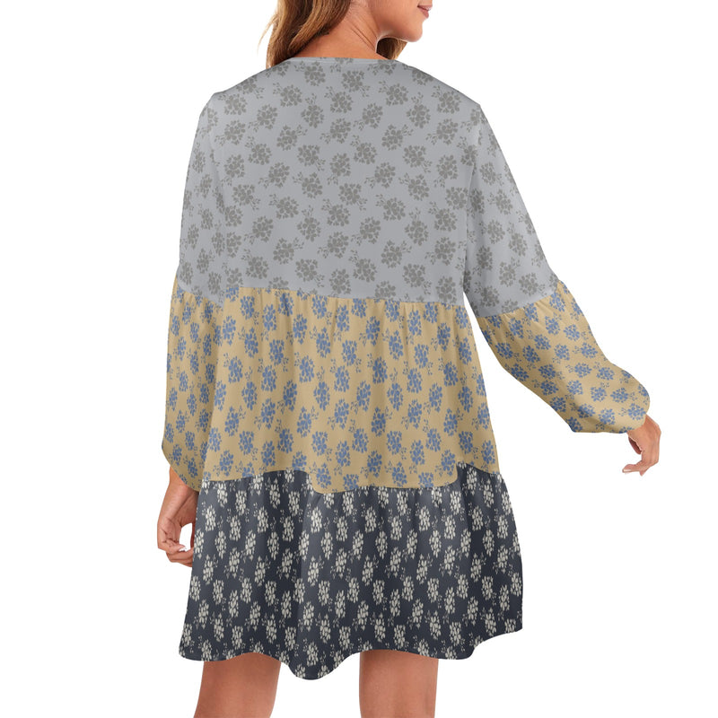 dark green print 2 copy-Recovered copy-Recovered (1) copy V-Neck Loose Fit Dress (Model D66) - Objet D'Art