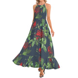 Ruffle Hem Halter Neck Maxi Dress - Objet D'Art