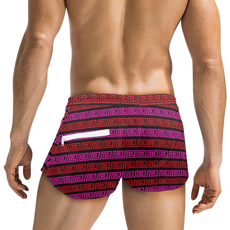 grk ky blk print Men's Swim Trunks with Zipper Pocket (Model L71) - Objet D'Art