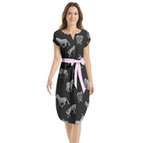 Zebra Print Notched Neck Belted Dress - Objet D'Art