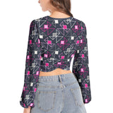 Triglav Triumph Women's Deep V-Neck Lantern Sleeve Crop Top - Objet D'Art