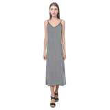 striped geo print 5C V-Neck Open Fork Long Dress(Model D18) - Objet D'Art