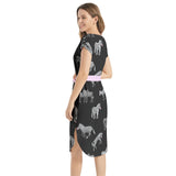 Zebra Print Notched Neck Belted Dress - Objet D'Art