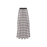grid red gray print 2 High Slit Long Beach Dress (Model S40) - Objet D'Art