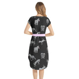 Zebra Print Notched Neck Belted Dress - Objet D'Art