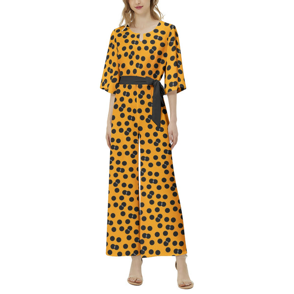 Dolman Sleeve Belted Wide Leg Jumpsuit - Objet D'Art