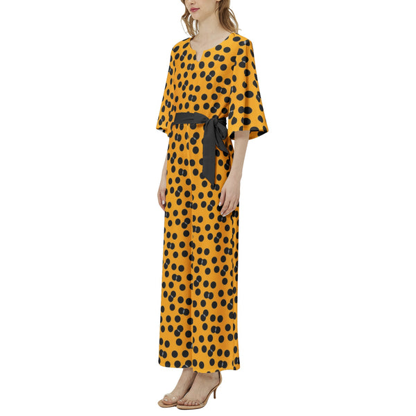 Dolman Sleeve Belted Wide Leg Jumpsuit - Objet D'Art