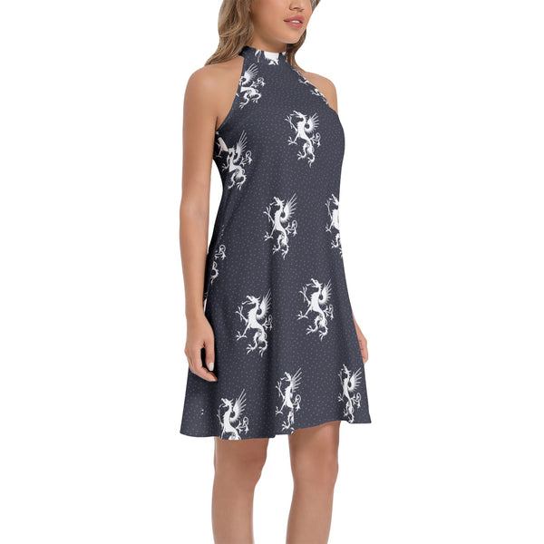 Tie Back Halter Neck Flared Dress - Objet D'Art