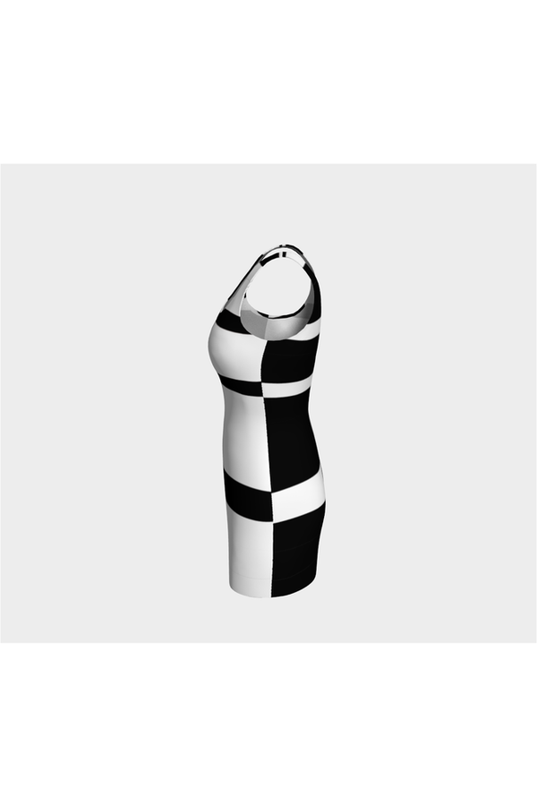 Asymmetrical Black & White Bodycon Dress - Objet D'Art