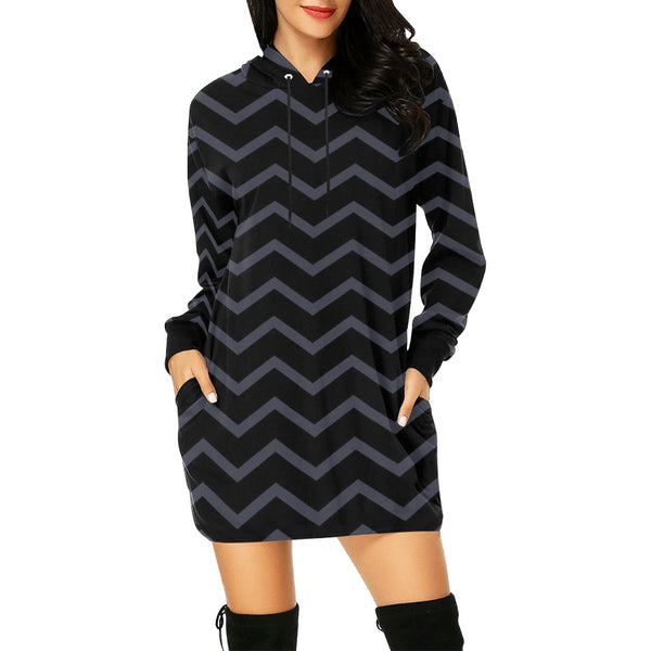 waves6 print All Over Print Hoodie Mini Dress (Model H27) - Objet D'Art