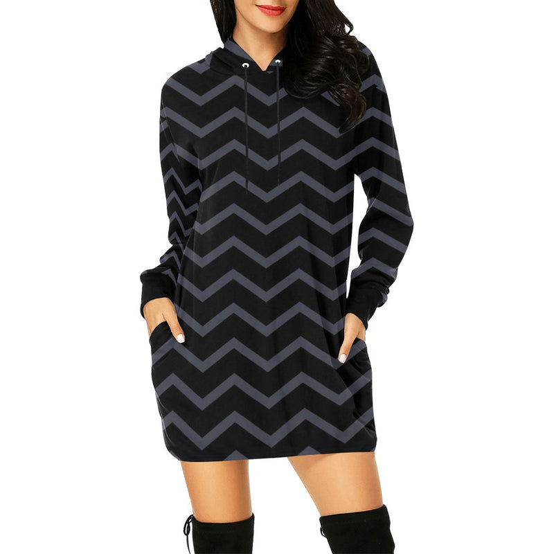waves6 print All Over Print Hoodie Mini Dress (Model H27) - Objet D'Art