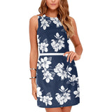 floral sleeve Eos Women's Sleeveless Dress (Model D01) - Objet D'Art