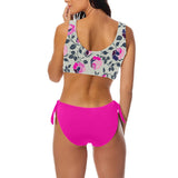 fuchsia solid print 6Q Bow Tie Front Bikini Swimsuit (Model S38) - Objet D'Art
