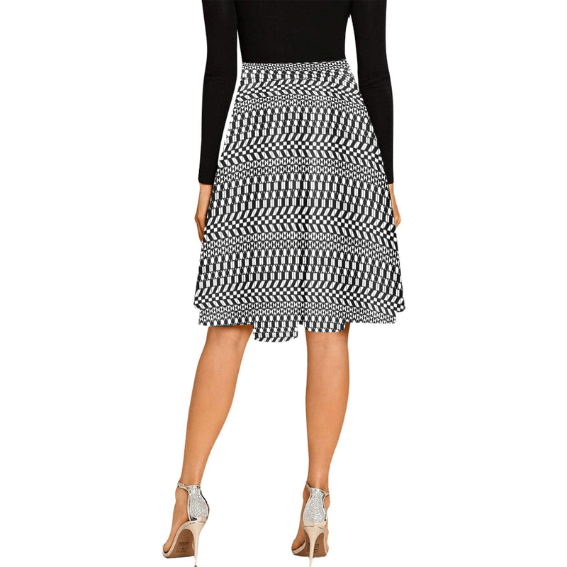 striped geo print 5C Melete Pleated Midi Skirt (Model D15) - Objet D'Art