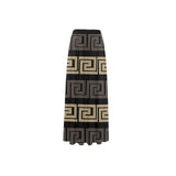 brown beige greek key print 10A High Slit Long Beach Dress (Model S40) - Objet D'Art