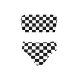 bw check print 2 Chest Wrap Bikini Swimsuit (Model S36) - Objet D'Art