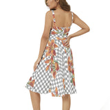 Tiger Lily on Checkered Print Sleeveless Square Neck Flare Hem Midi Dress - Objet D'Art
