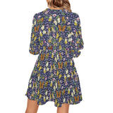grk butterfly print 2 V-Neck Loose Fit Dress (Model D62) - Objet D'Art