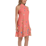 Tie Back Halter Neck Flared Dress