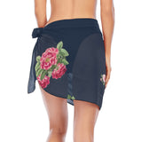floral blue rose print 5 Beach Sarong Wrap - Objet D'Art