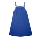 barbados blue Drawstring Neck Sleeveless Dress (Model D68) - Objet D'Art