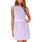 lavender key print 3 Eos Women's Sleeveless Dress (Model D01) - Objet D'Art
