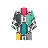 multicolored print ogee 2 Women's Kimono Chiffon Cover Up (Model H51) - Objet D'Art