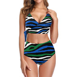 marine camo Knot Side Bikini Swimsuit (Model S37) - Objet D'Art
