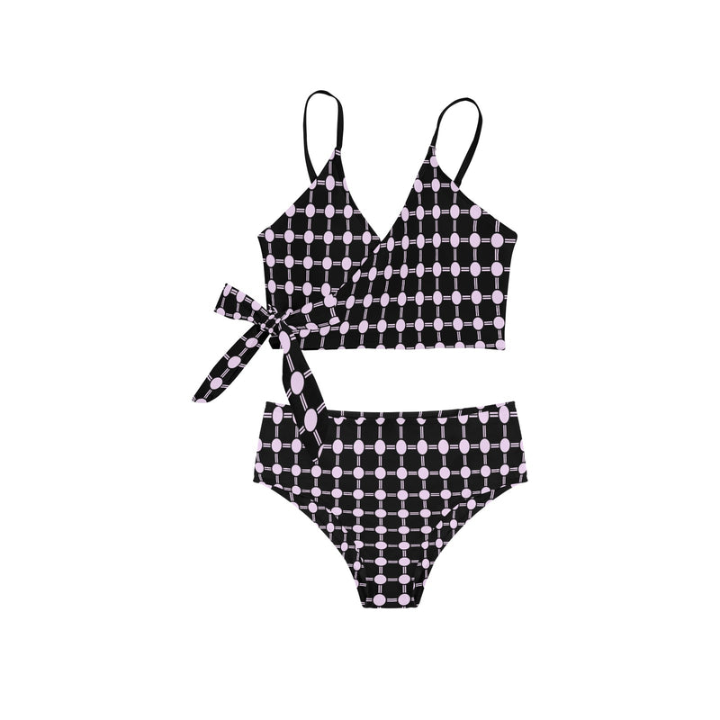 lav 3 print 3A Knot Side Bikini Swimsuit (Model S37) - Objet D'Art