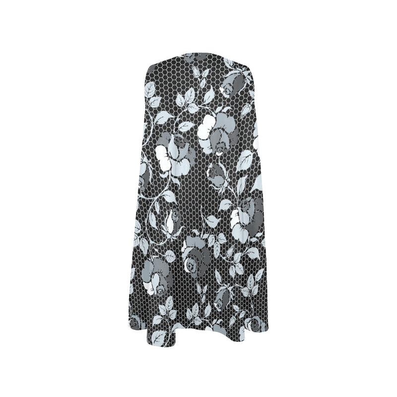 selenium gray print 1 Sleeveless A-Line Pocket Dress (Model D57) - Objet D'Art