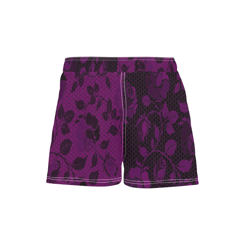 purple rose print Women's Casual Board Shorts (Model L54) - Objet D'Art