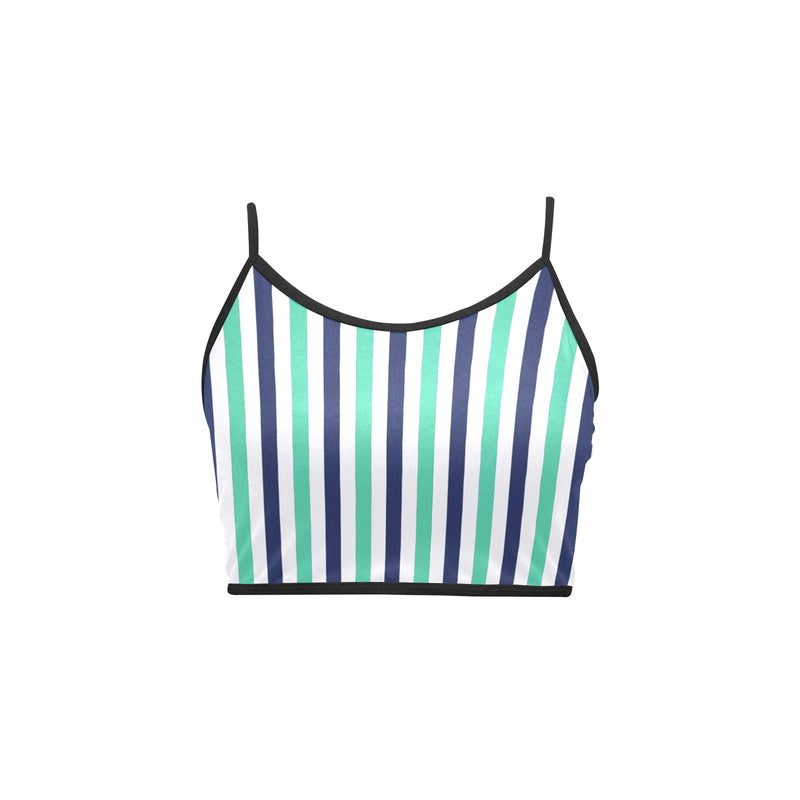 striped print 15A Women's Spaghetti Strap Crop Top (Model T67) - Objet D'Art