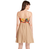 Roses by Henri Rousseau Spaghetti Strap Sleeveless Falred Hem Short Dress - Objet D'Art