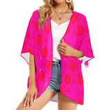 fuchsia diamond pattern Women's Kimono Chiffon Cover Up (Model H51) - Objet D'Art