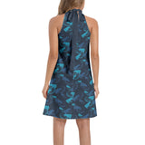 Nautilus Shell Tie Back Halter Neck Flared Dress - Objet D'Art