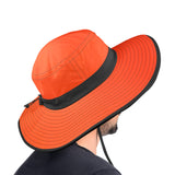 burnt orange gradient top print Wide Brim Bucket Hat - Objet D'Art