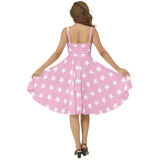 All Stars in Pink Sleeveless Square Neck Flare Hem Midi Dress - Objet D'Art