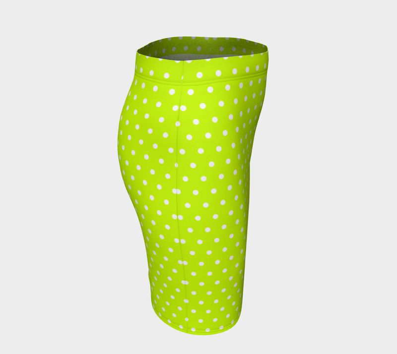 Neon Green Polka Dot Fitted Skirt - Objet D'Art