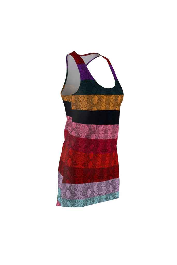 Multicolored Snakeskin Print Women's Racerback Dress - Objet D'Art