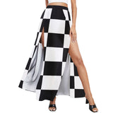 bck chk High Slit Long Beach Dress (Model S40) - Objet D'Art